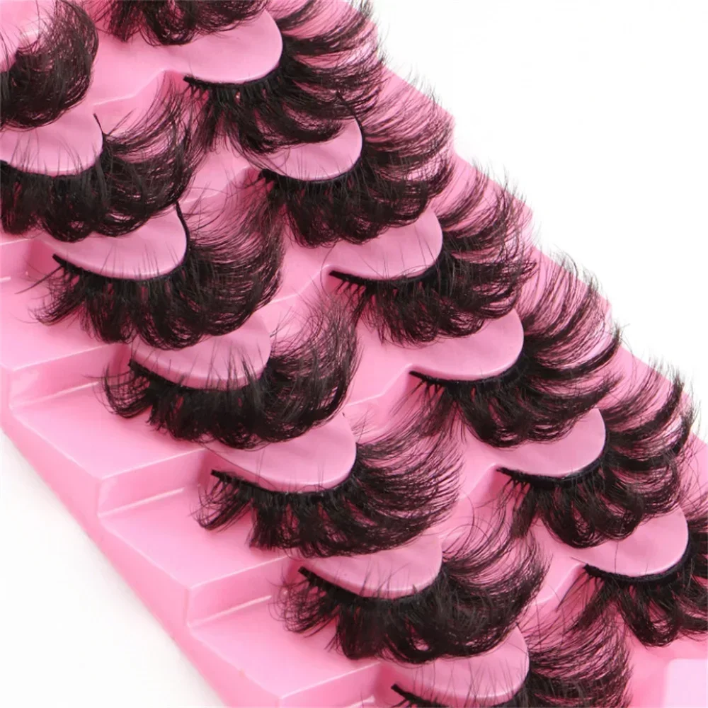 7 Pairs 3D Faux Mink Lashes Bulk Russian Volume Fluffy Natural False Eyelashes Thick Dramatic Faux Mink Eyelashes