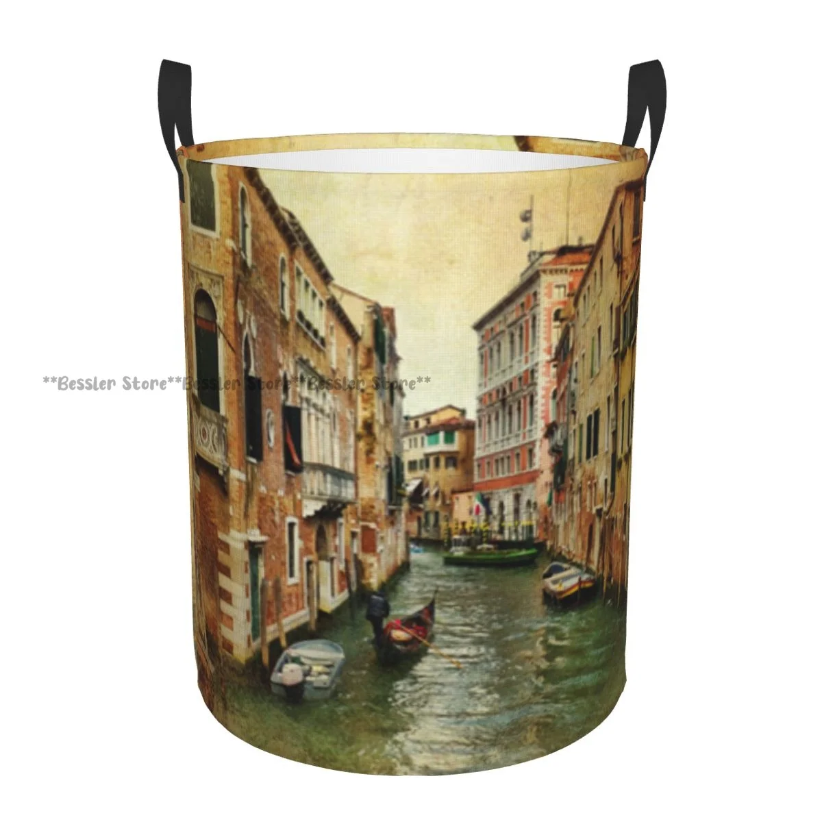 View Of Canal In Venice Italy Waterproof Storage Bag Household Dirty Laundry Basket Folding Clothes Organizer