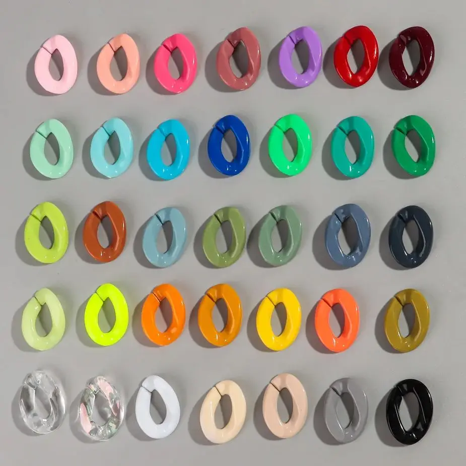 30pcs 20x30mm Acrylic Geometric Link Solid Color Loose Beads for Bracelet Necklace Glasses Chain Making DIY Jewelry Accessories