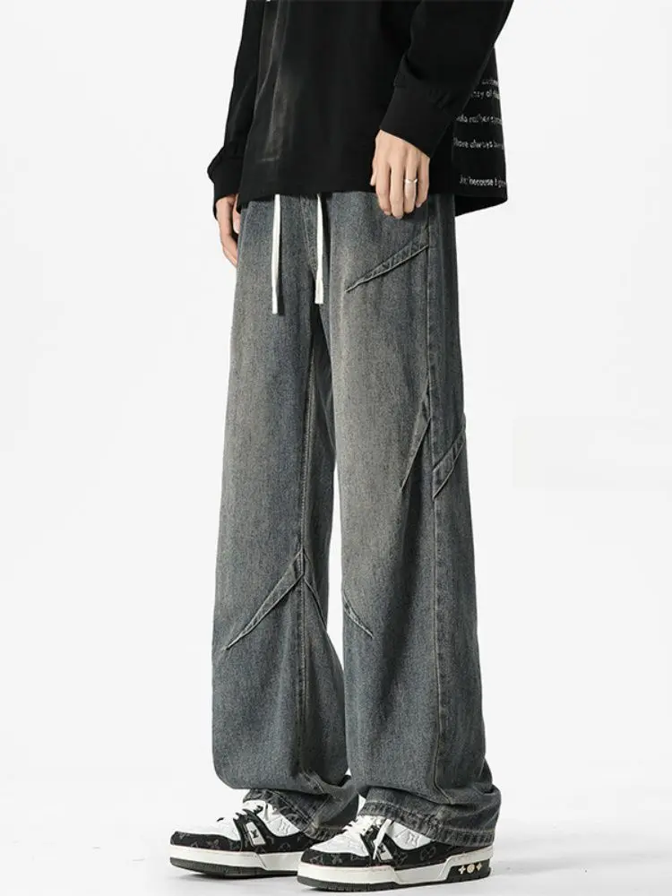 

Men's Straight Leg Wide Leg Jeans Spring Autumn 2024 New Sle Loose Fit High Street Cool Trendy Cotton Polyester Blend