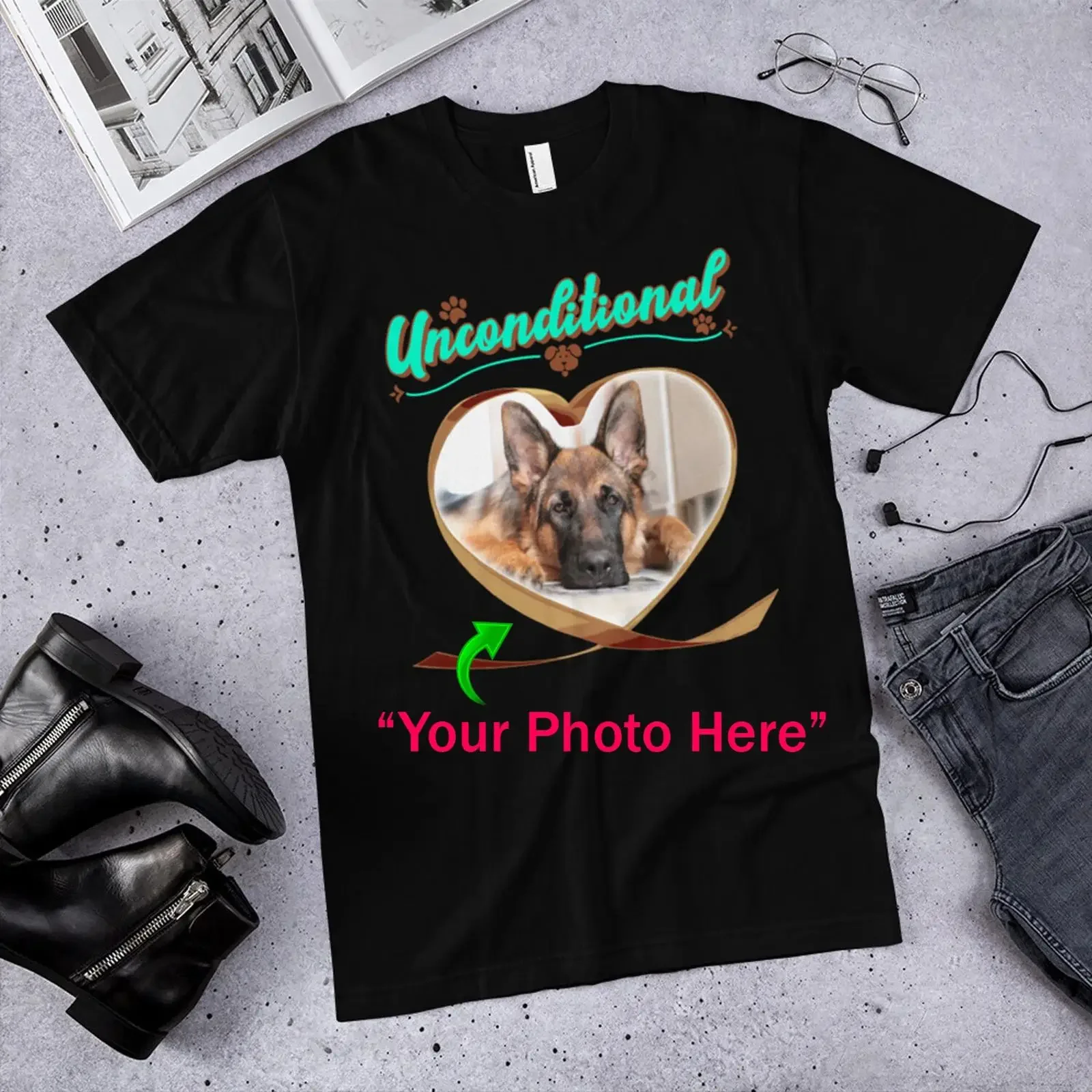 Personalized German Shepherd Dog T Shirt Unconditional Love Mom Funny Dad vintage Washed designer clothes fashion graphic Soft