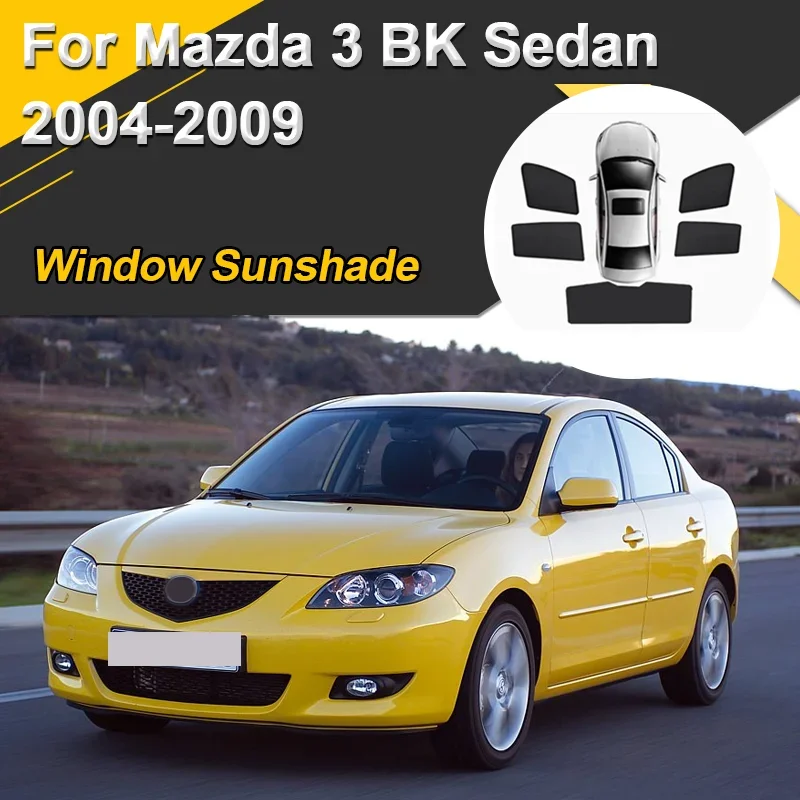 Car Sun Shades For Mazda 3 BK Sedan 2004-2009 Sunshades Mesh Magnetic Heat insulation Curtains Window Visor Auto Accessories