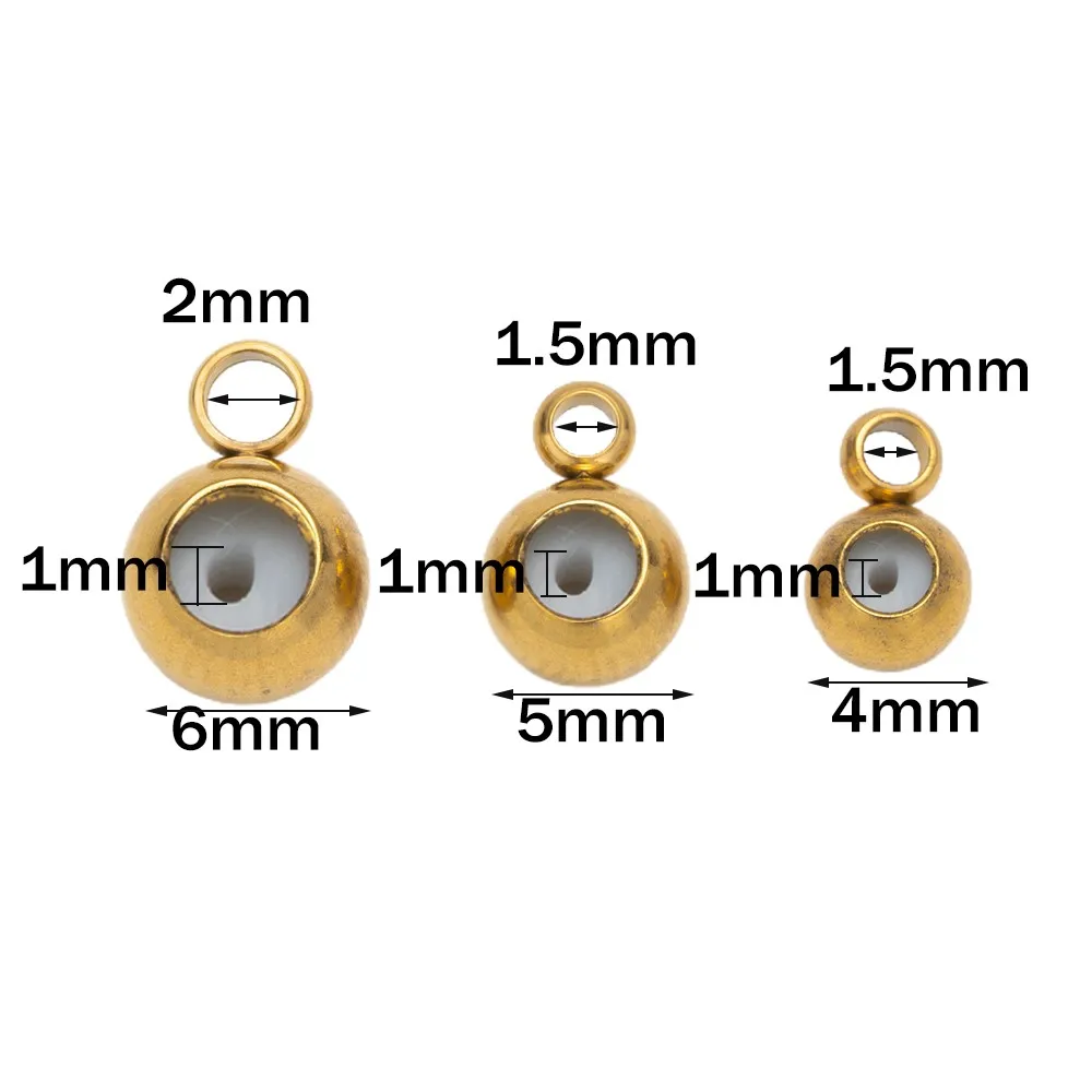 10Pcs Stainless Steel Silicone Stopper Positioning Beads Gold Plated Loose Spacer Beads For DIY Bracelet Necklace Jewelry Making