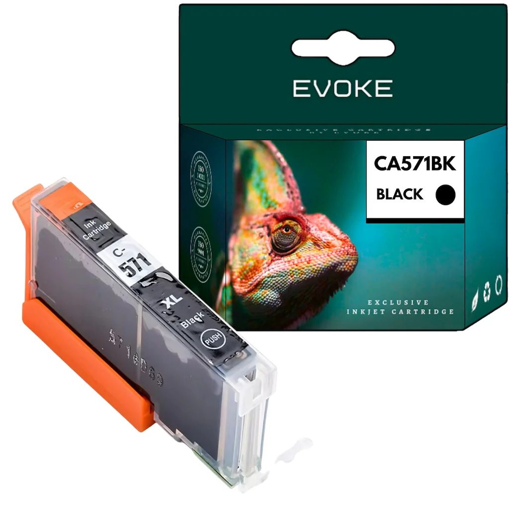 Evoke Compatibele Inkt voor Canon Cli-571Xl Cli571Xl 0331C001 Cli571Xbk Zwart 12 ml 760 Pagina's Pixma Mg5750 5751 5752 5753 6850 6851 6852 6853 7750 7751 7752 7753; Ts5050 5051 5053 5055 6050 6051