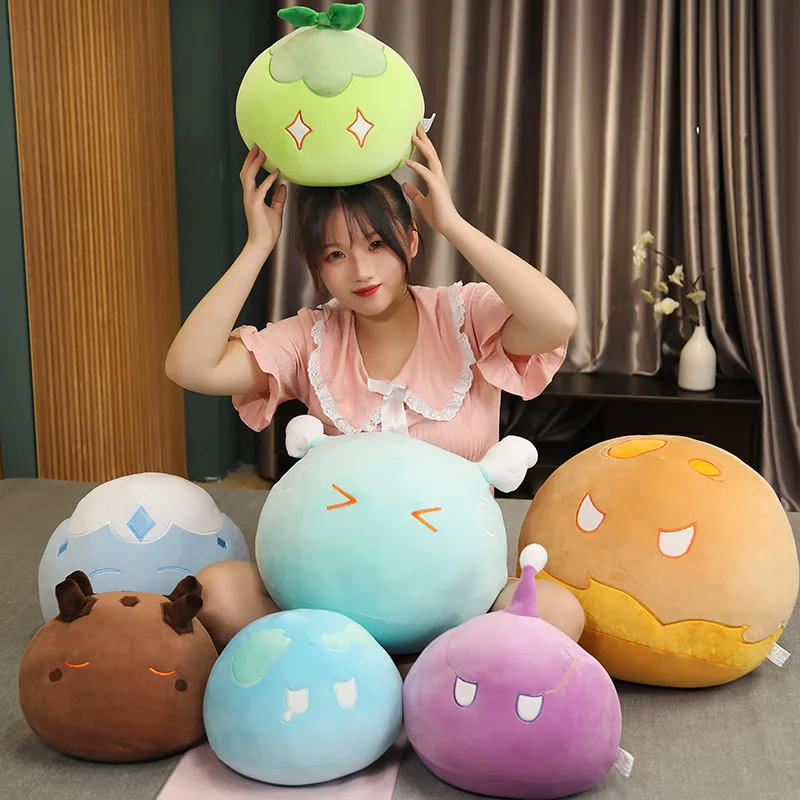 Genshin Slime Throw Pillow Plush Toy Cute Genshin Impact Stuffed Doll Sofa Decorative Throw Pillow Sleeping Back Cushion Decor