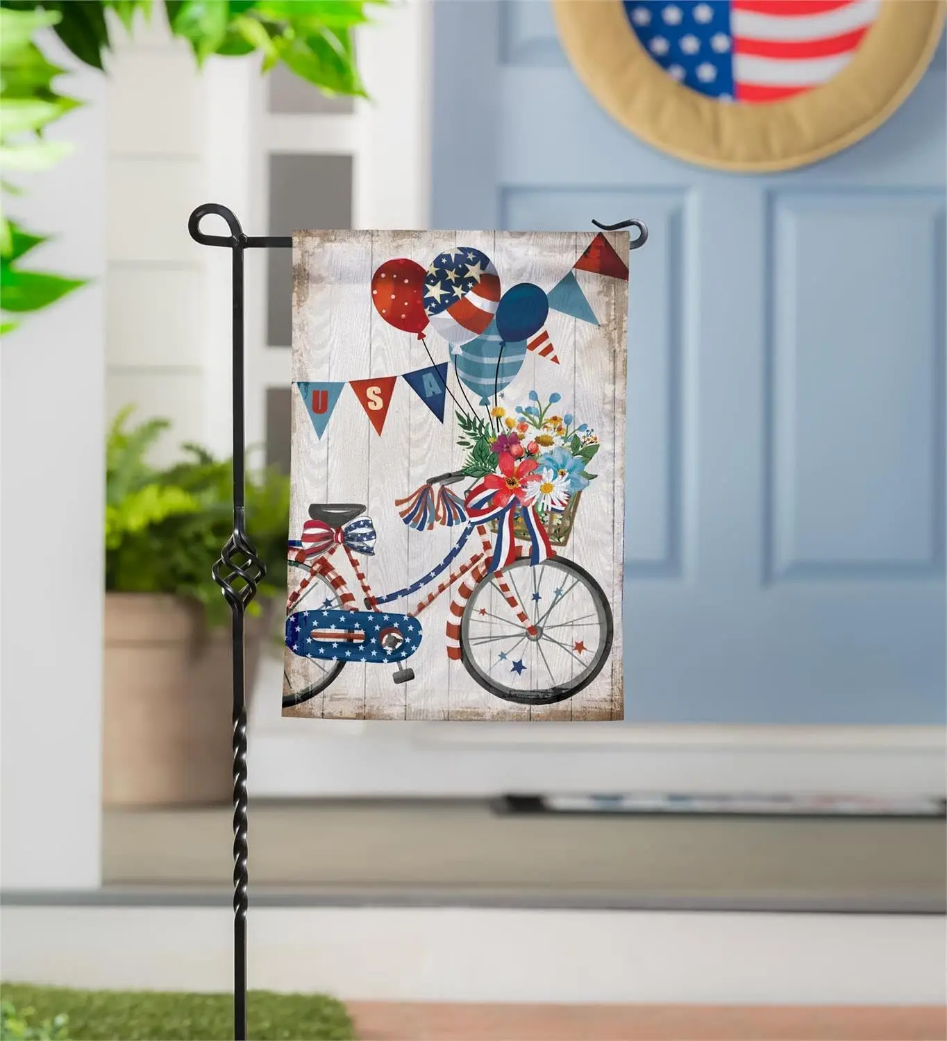 Evergreen American Classic Bicycle Moire Garden Flag 12x18 Double Sided, All Weather Flags For Outside House, Welcome Spring ZZM