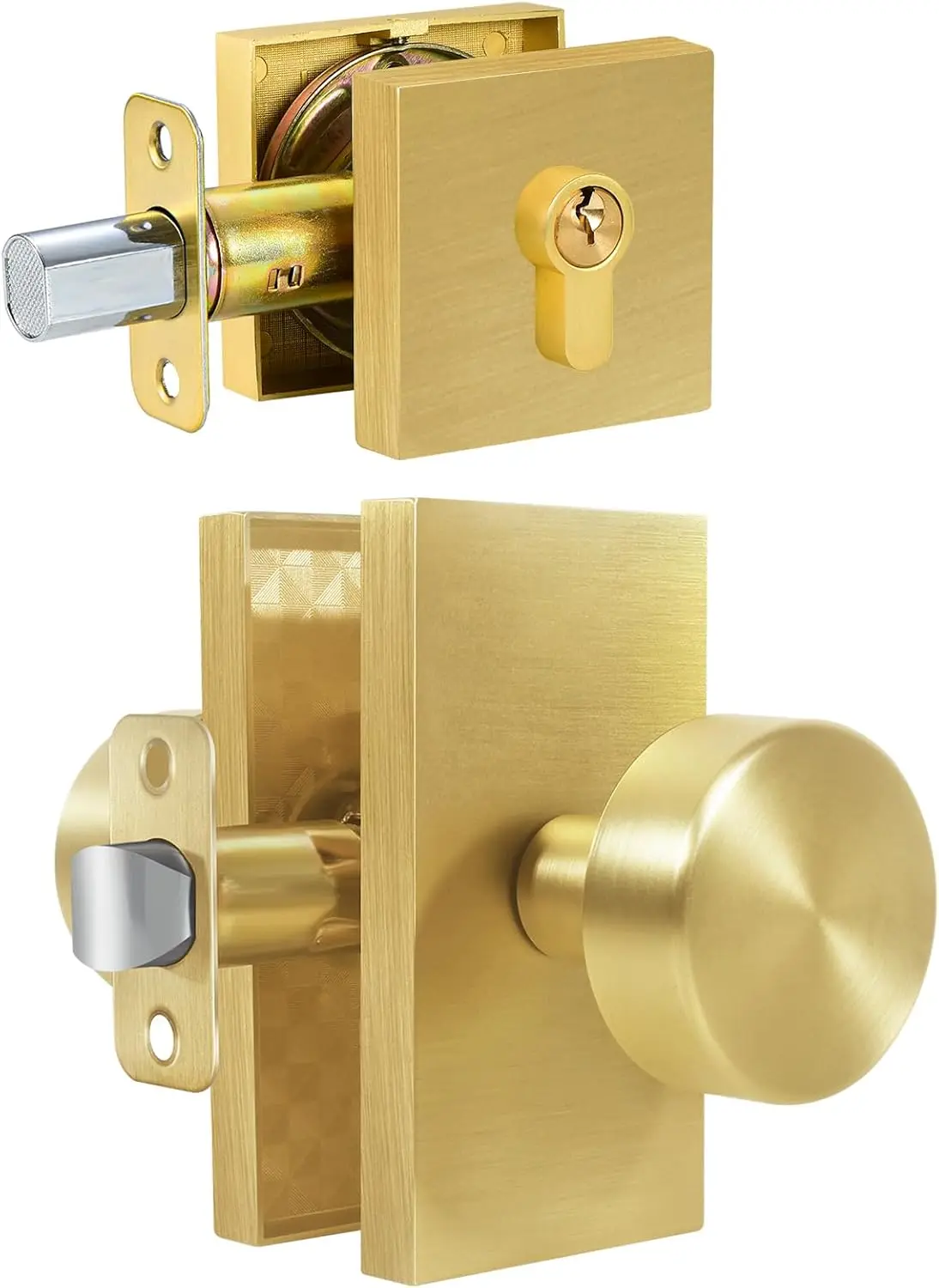 d Door Knob With Deadbolt, Satin Brass Door Knob And Single Cylinder Deadbolt Lock Set