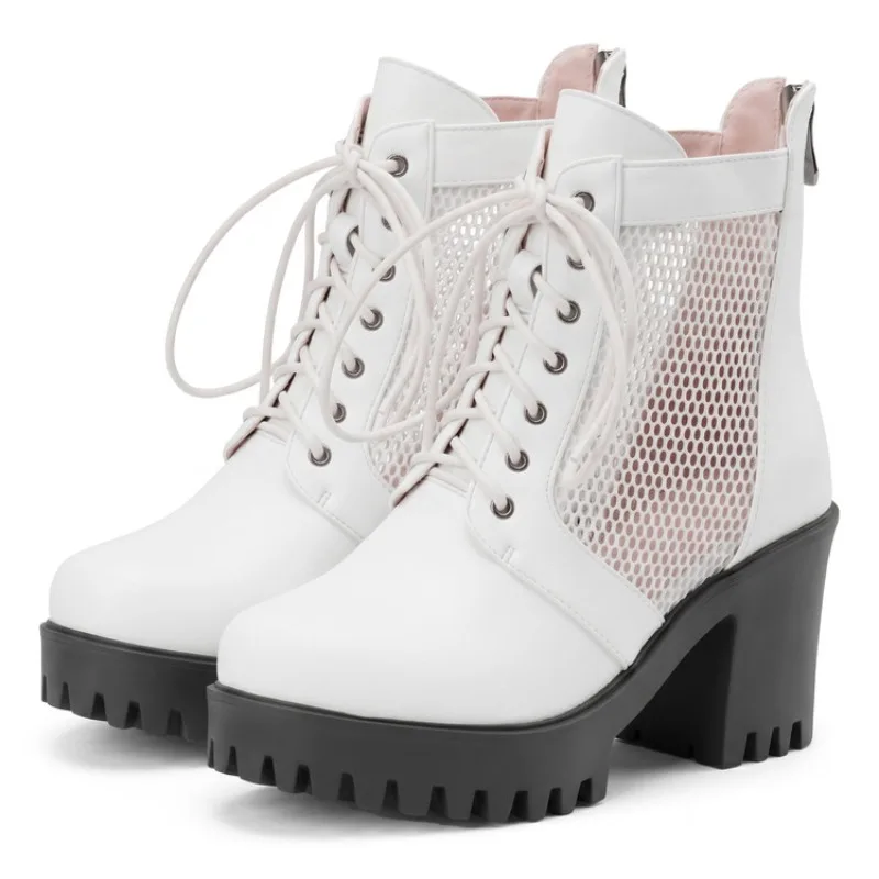 Fashionable Hot Selling Round Toe Elegant Mesh High-heeled Cool Boots Summer New Comfortable and Sexy Casual Women's Boots