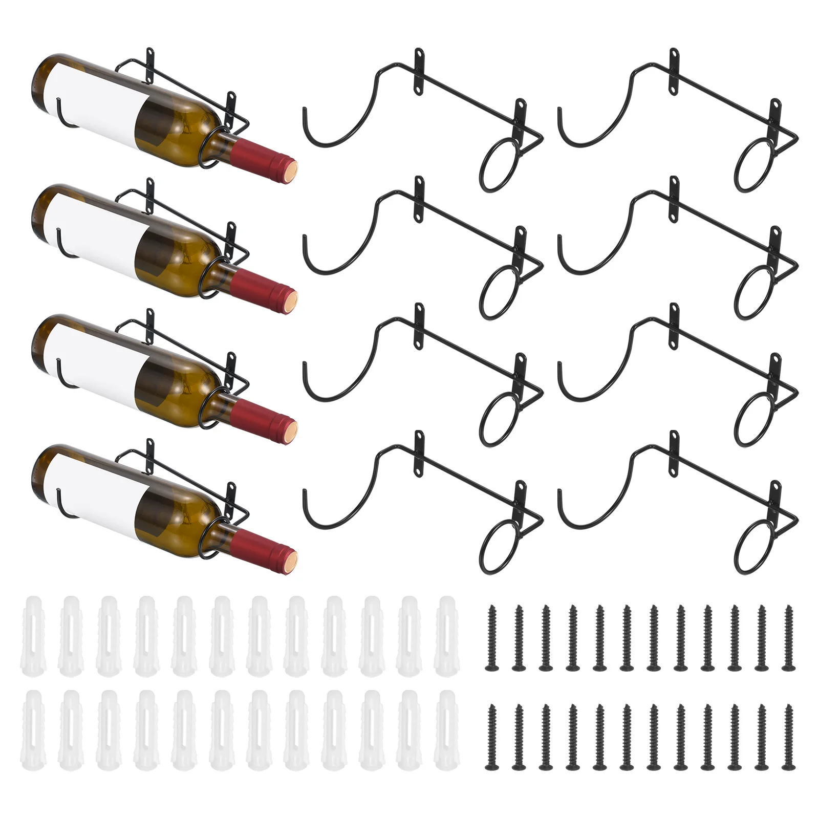 

Спиральный настенный держатель для вина, 12 шт., держатель для бутылок вина, настенная полка для хранения бутылок вина, настенная полка для домашнего бара, стена, черный, правый
