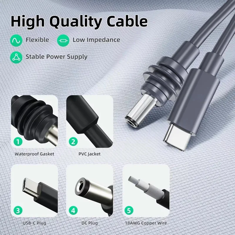 

For StarLink Mini USBC To D Cable 3/5/10m Waterproof Overload Short Circuit Protection SPX MINI Type-C To DC Cable