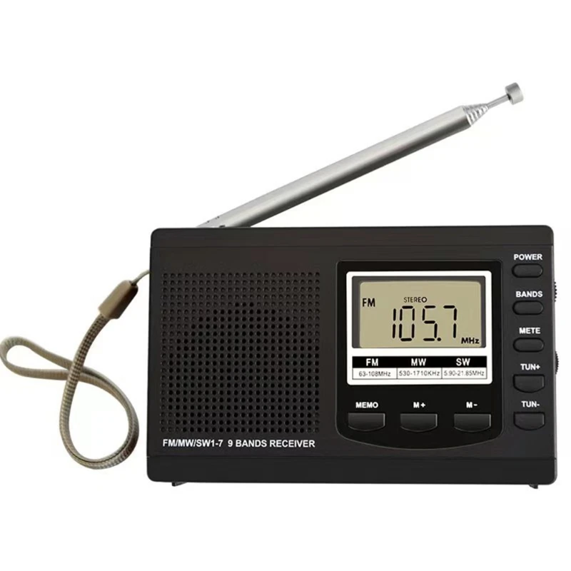 Mini Radio FM/MW/SW Receiver Multifunction Portable Digital Screen Display Alarm Clock FM Stereo Mini Radio Receiver E1YA