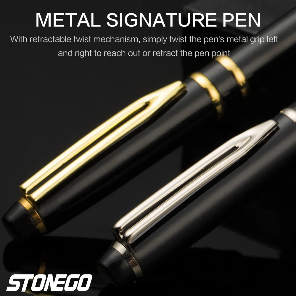 STONEGO Capless Ballpoint Pen, Simply Twist Roller Ball Pen Black Gel Ink Medium Point 1.0mm Smooth Writing Signature Pens