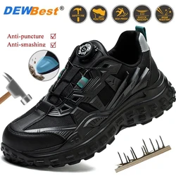 Lightweight Steel Toe Shoes Puncture and Smash Resistant Work Shoes Swivel Button Men's Shoes Athletic Safety Protective Shoes