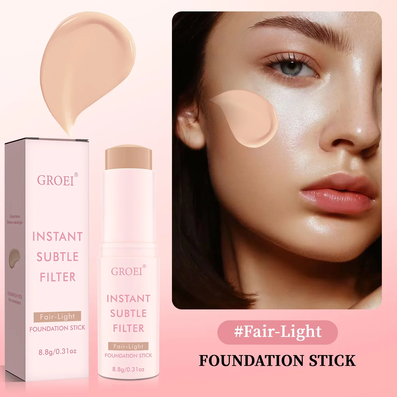 GROEI Face Foundation Stick Full Coverage Makeup Matte กันน้ํา Long Lasting Oil-Control คอนซีลเลอร์ครีม Natural Primer
