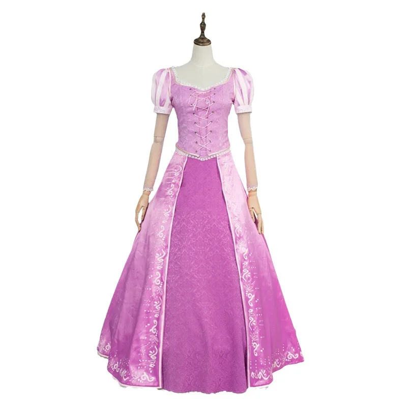 Adulto rapunzel cosplay vestido emaranhado rapunzel princesa trajes carnaval festa de halloween fantasia vestido para mulher roxo vestido longo