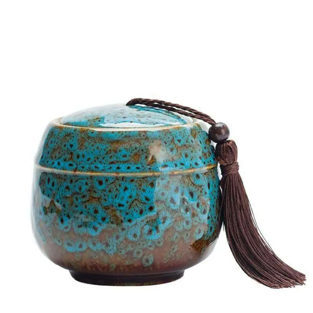 Retro Ceramic Tea Jar Portable Colorful Tea Organize Box Multipurpose Storage 3 Size Coffee Canister Household