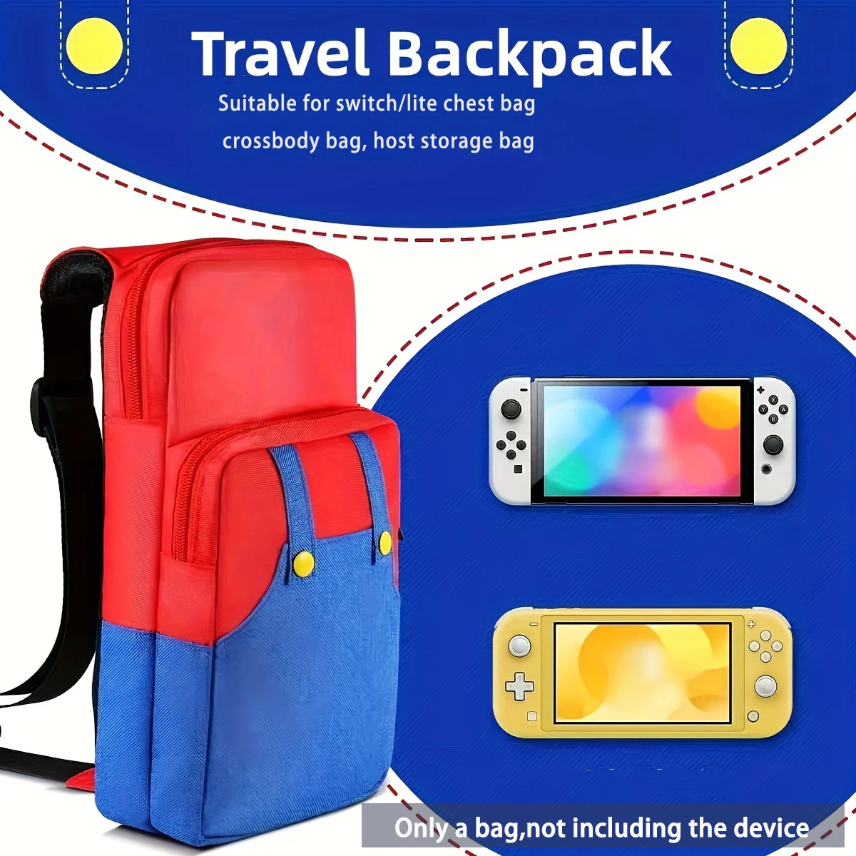 Niedliche Reisetasche für Nintendo Switch/Lite/OLED/Steam Deck Konsolenzubehör, wasserdichter Rucksack, Umhängetasche, Brusttasche