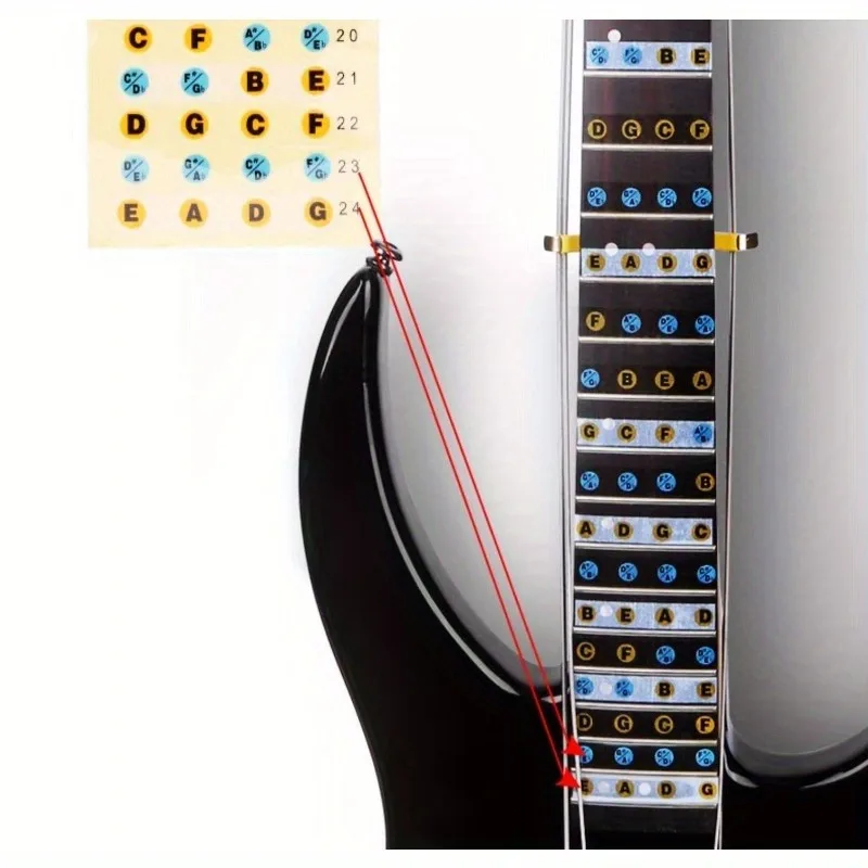 Bass Guitar Fretboard Note Guide Stickers Chart for Beginners , Durable  Essential Musical Accessory for Quick Learning