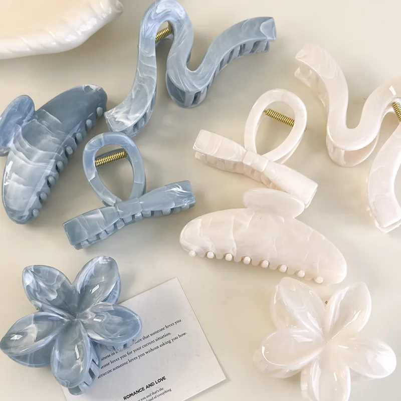 Vintage kleurrijke bloemen boog geometrie acryl haarklauw voor vrouwen meisje elegante haarspelden haai clip krab haarspeldjes dame hoofdtooi