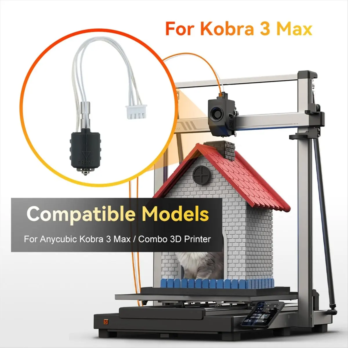 A85P For Anycubic Kobra 3 Max Hotend Integrated Hardened Steel Nozzle Thermistor Heating Component K3M Ceramic Hotend 0.4mm