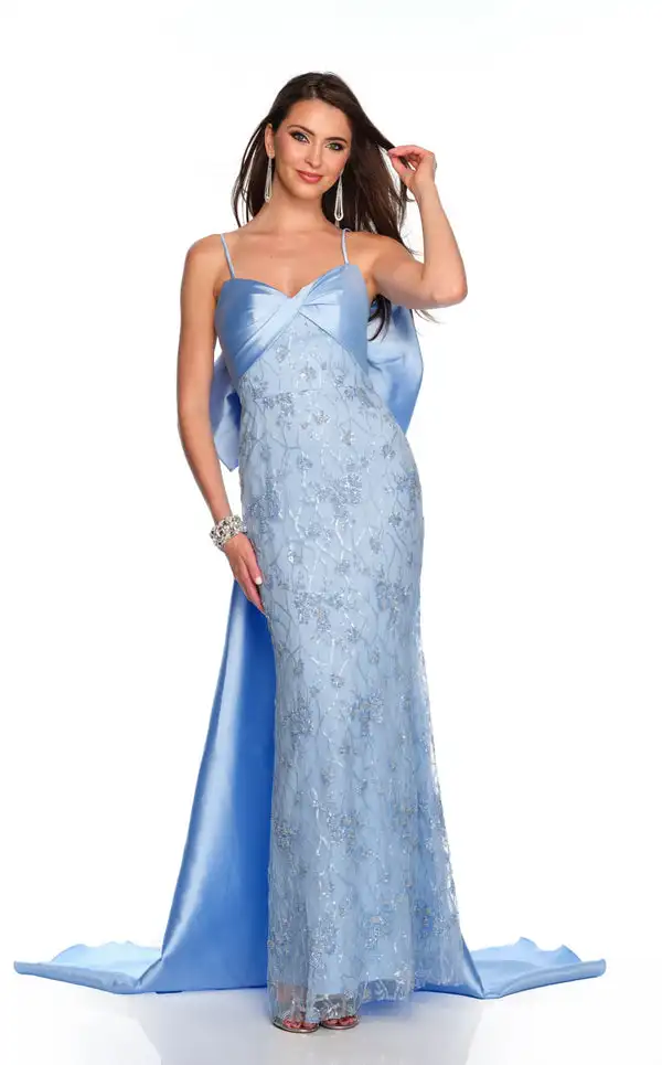 

Customized Exquisite Charmeuse Sequined Applique Pleat Bow Straight Spaghetti strap Long Dresses Bespoke Occasion Dresses Formal