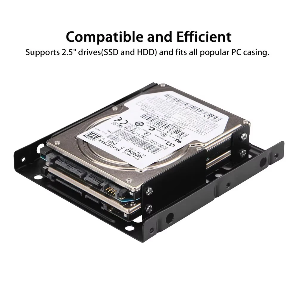 Metal Material 2.5" To 3.5" Dual Hard Drive Bay Mounting Bracket - 2 X 2.5" To 3.5" HDD / SSD Bracket Desktop Hard Drive Rack