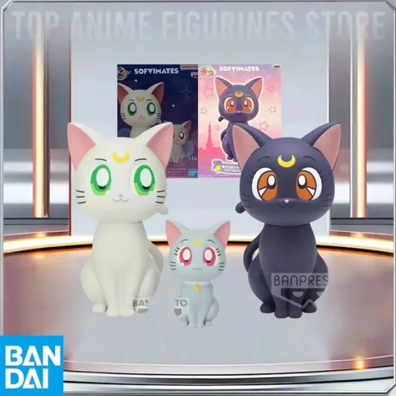 BANDAI Original Banpresto Sofvimates Sailor Moon Luna Artemis y Diana Figuras de Acción de Anime Coleccionables Modelo Juguete Adornos Regalos