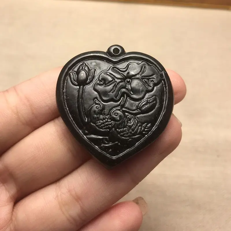 Heart shaped Mandarin Ducks Playing in WaterTransport Prosperous Marriage Relationship Pendant Prosperous Peach Blossom Jewelry