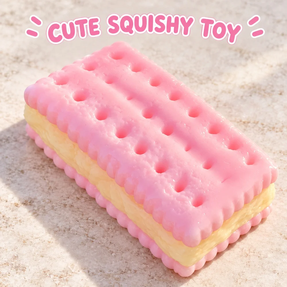 Pink Cracker Squishy Squeeze Toy TPR Soft Fidget with Playful Detailed Shape for Adults Teens Desk Companion Gift Single Piece