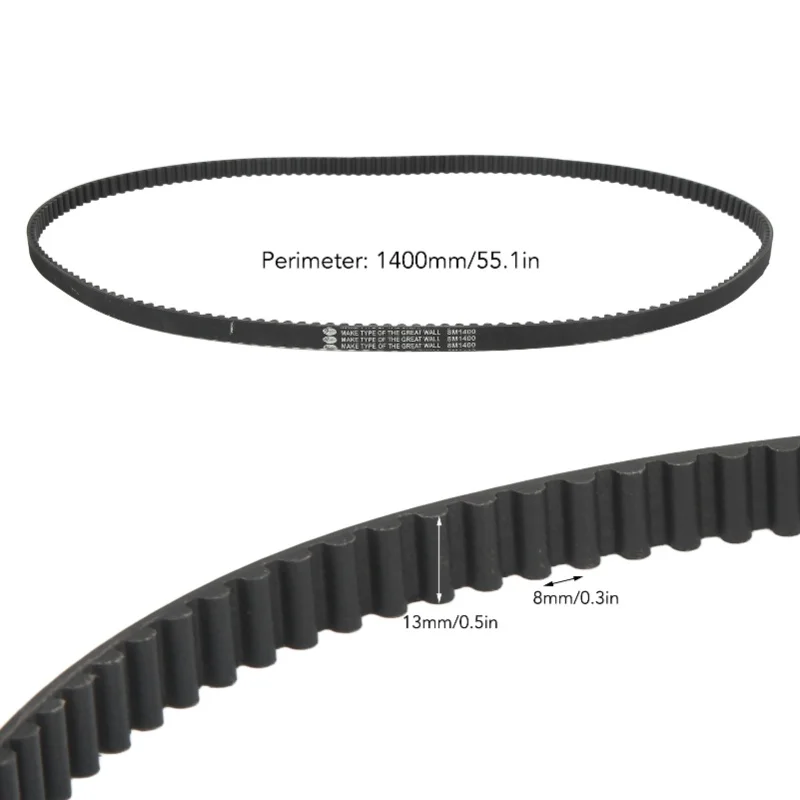 Drive Belt 1400mm Perimeter 13mm Width 8mm Tooth Spacing Rubber Synchronous Belt For Folding Bike