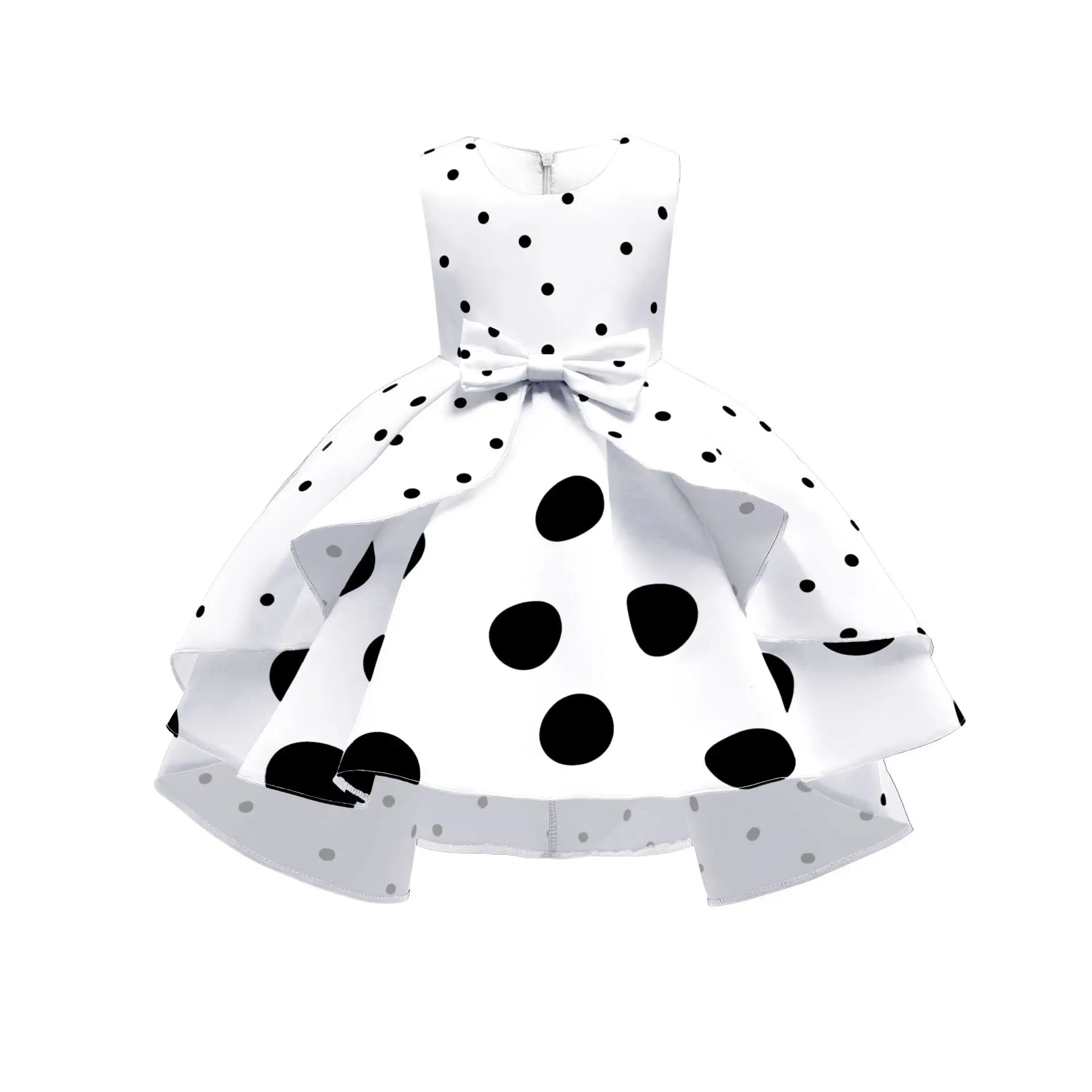 Polka Dot Dress For Girls Princess Girls Dresses Dot Bow Irregular Red Wedding Prom Evening Party Retro Short Summer Kid Costume