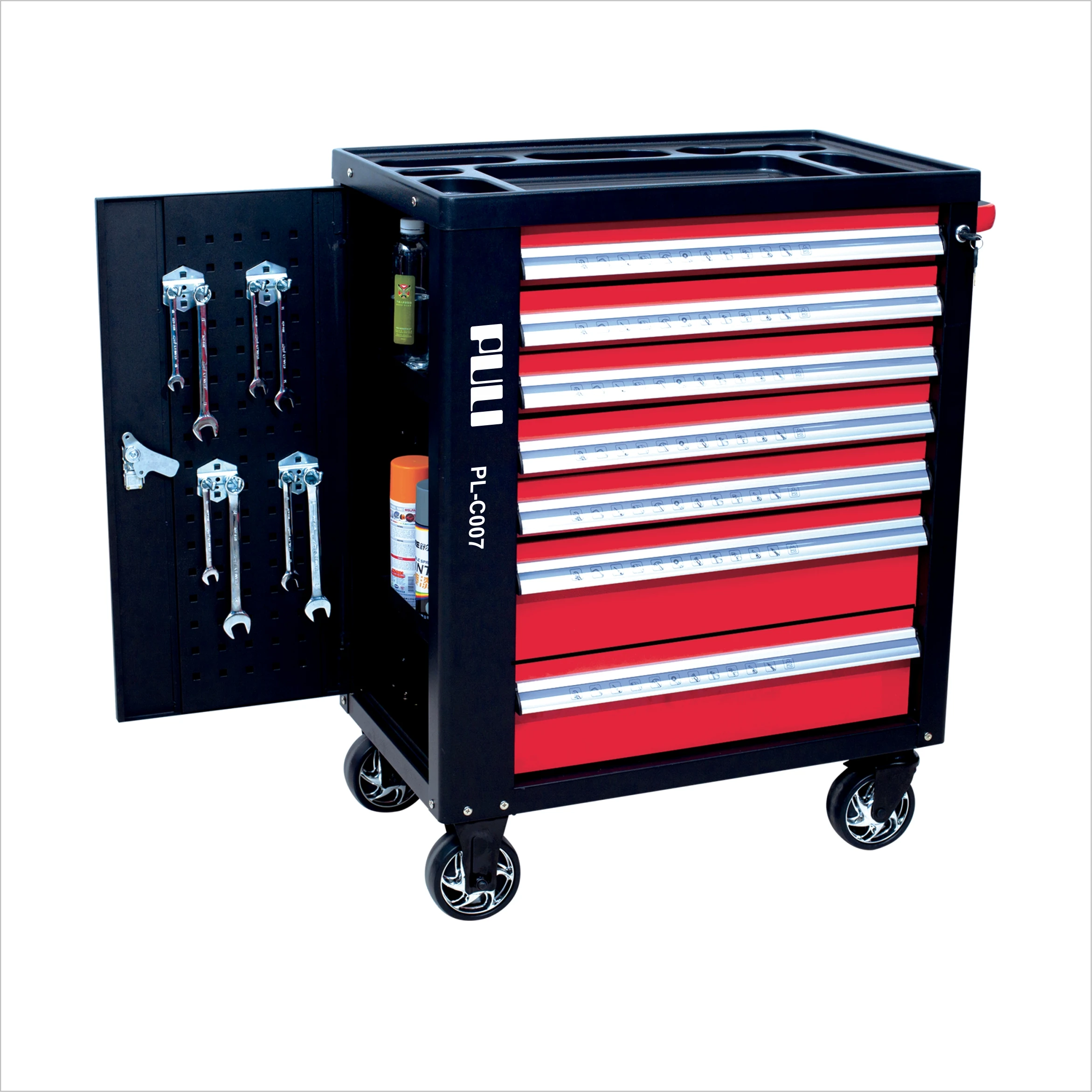 PL-C007 Heavy Duty Drawer Cheap Tool Cabinet Trolley Cabinet with 220pcs Hand Tool Set Metal Tool Cabinet