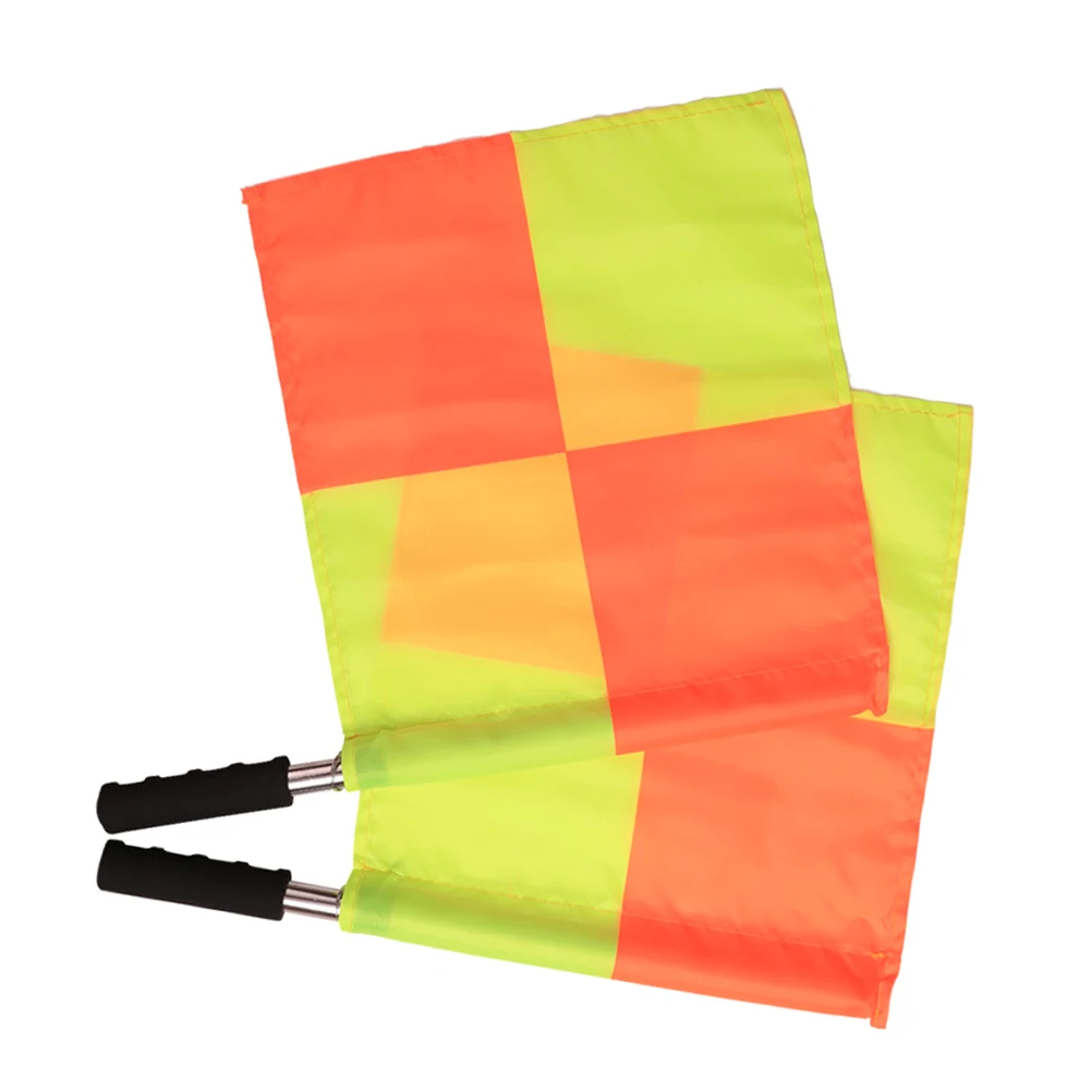 

2 Pcs Flag Patrol Linesman Polyester Referee Flags Football Handheld for Soccer