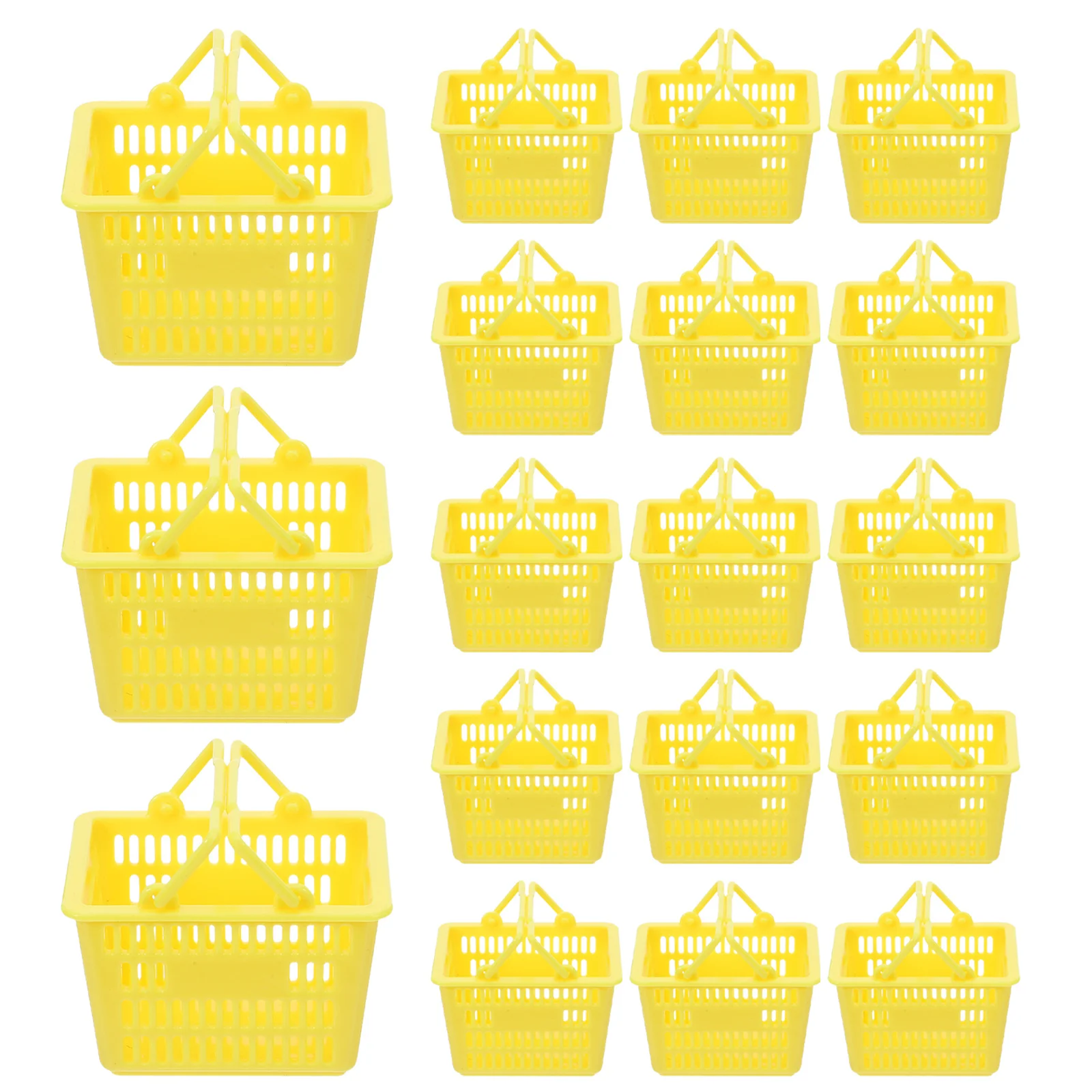 20Pcs Realistic Mini Grocery Basket Plastic Bright Colored Kids Pretend Play Kitchen Portable Shopping Basket Kitchen Play Toys
