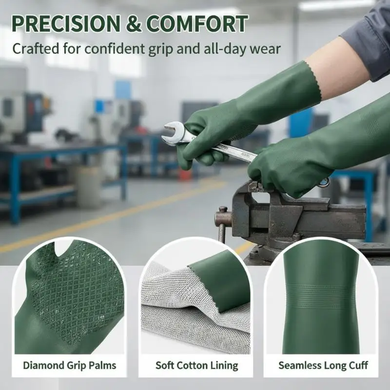 Industrial Impregnated Anti-corrosion Labor Gloves, Waterproof Oil Acid Alkali Resistant Anti-slip Safety Work Protective Glove