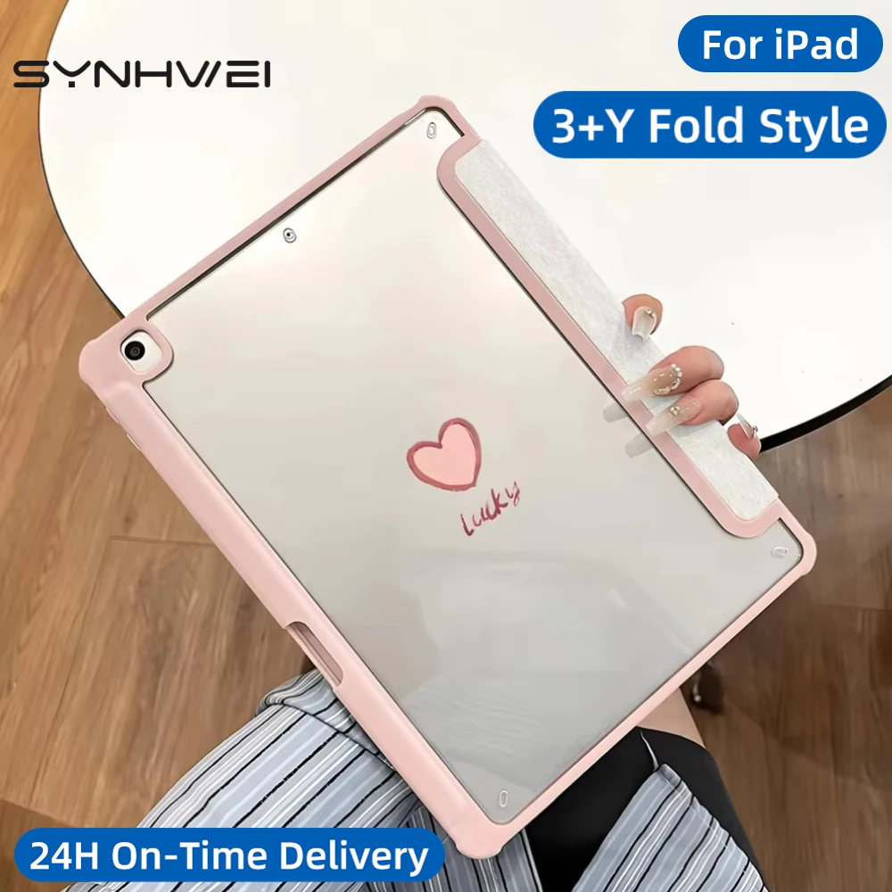 

3+Y Type Case with Pencil Holder for ipad Air 7th Gen Case for IPad A16 11th 10th 10.2 " Mini6 /7 Air5/4 Pro 12.9 11 13 M3 M4 M2