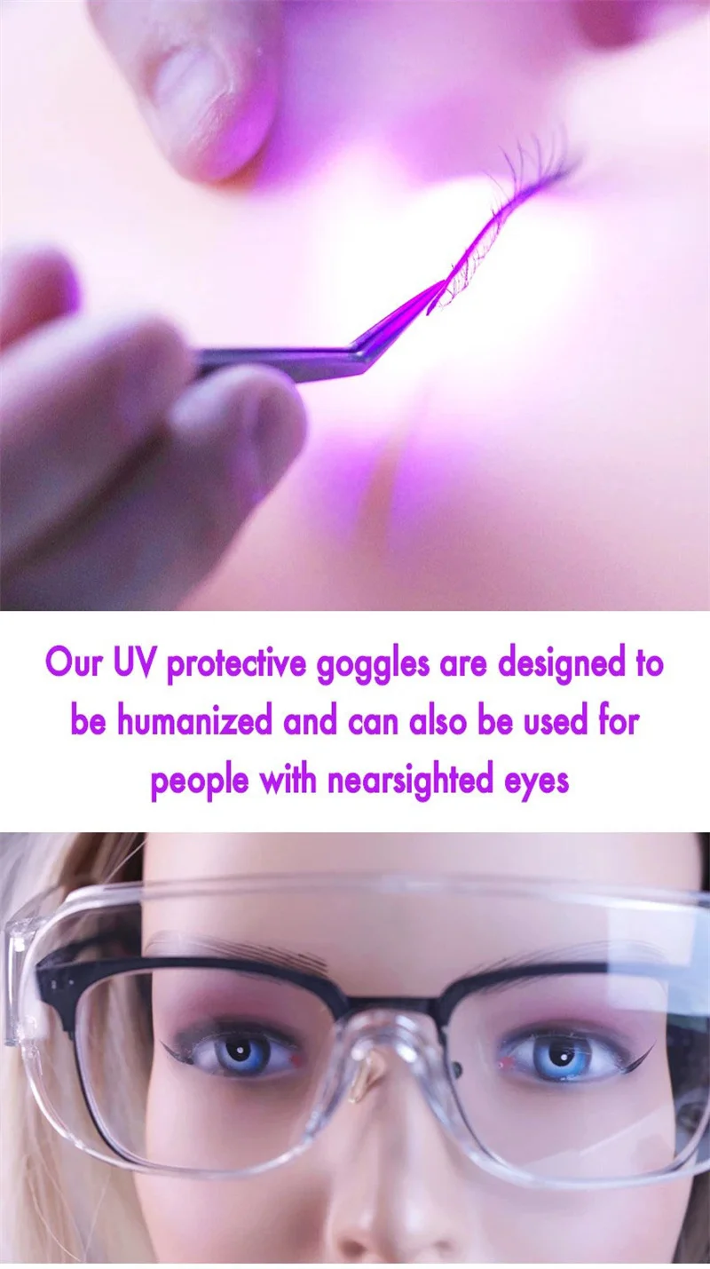 UV-Schutzbrille für falsche Wimpern, Wimpernverlängerung, Sicherheit, Strahlenschutz, Unisex, Anti-Augen-Linse, UV-Schutzbrille – Detail 6