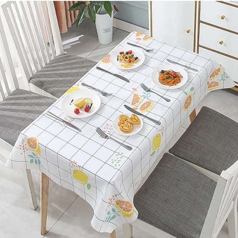 Rectangula Cartoon Egg Avocado Lemon Printed Tablecloth Waterproof Oilproof Kitchen Dining Table Colth Cover Mat Oilcloth Table