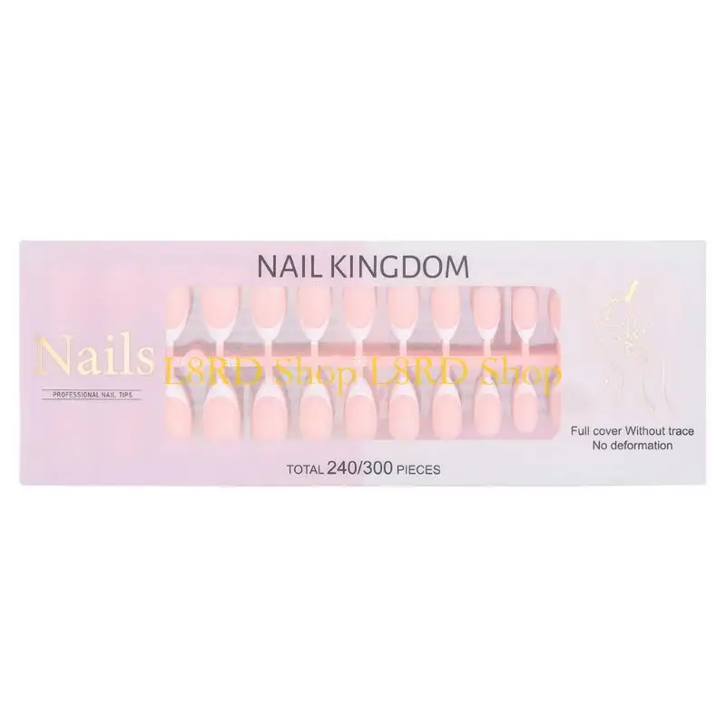 L8RD 240 Pcs/Box Short False Nails Almond Press On Nails Full Cover on Nails French Tip Nails Artificial False Nails