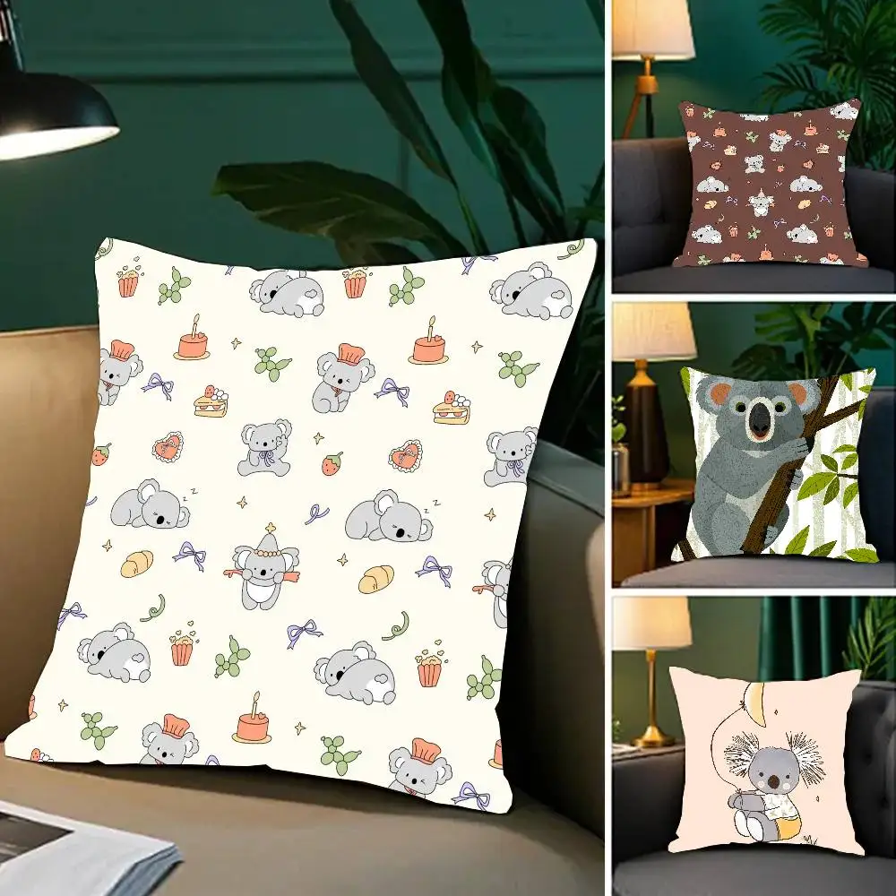 Koala Creative Cartoon Animation Pillow Case Fashion Square Pillowcase Bedroom Sofa Room Ins Decoration Leisure