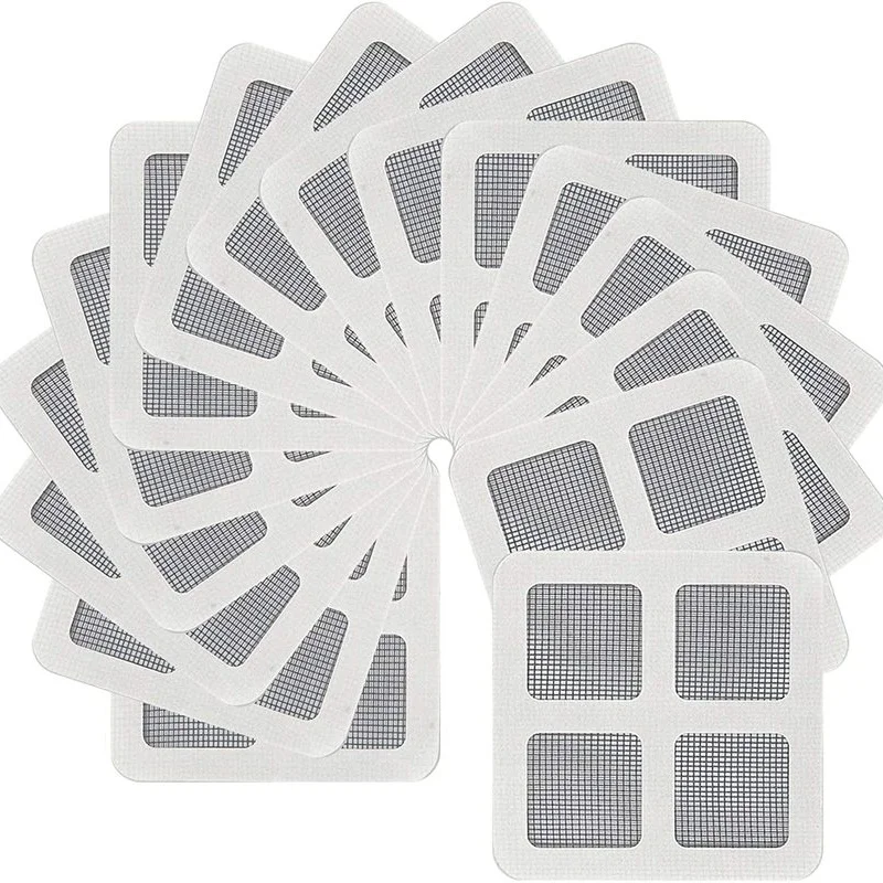 

Self-Adhesive Holes Cover Mesh Tape Kit, Strongly Bonded, Waterproof Fabric Screen Surface, Door and Window Repair Patch, 20Pcs