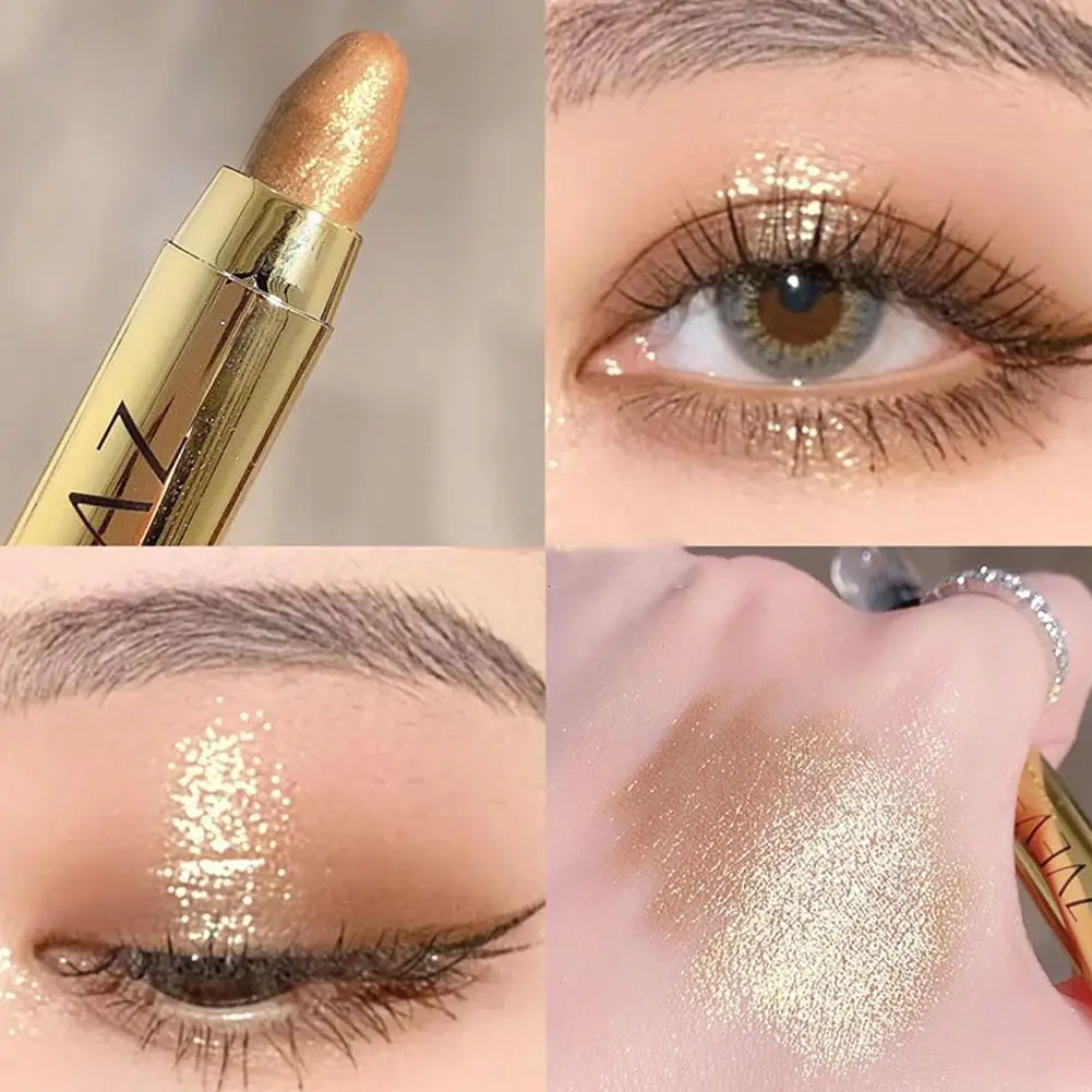 Dubbele Glitter Oogschaduw Stok Potlood Highlighter Oogschaduw Oogschaduw Waterdichte Markeerstift Shimmer Make-Up B4f9