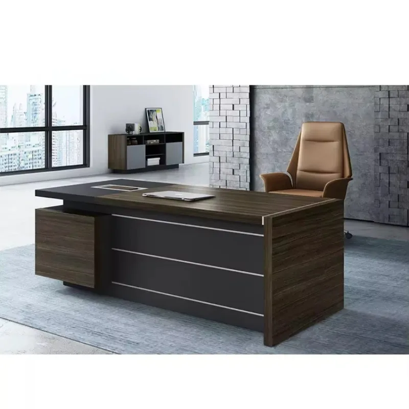 Mesa executiva de madeira maciça de alta qualidade, moderna e luxuosa, mesa executiva com gavetas