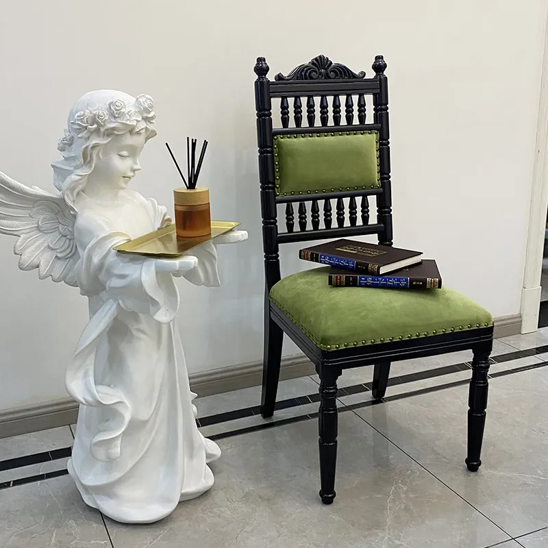 French neoclassical solid wood retro dining chair dressing chair small apartment Internet celebrity chair light luxury simple