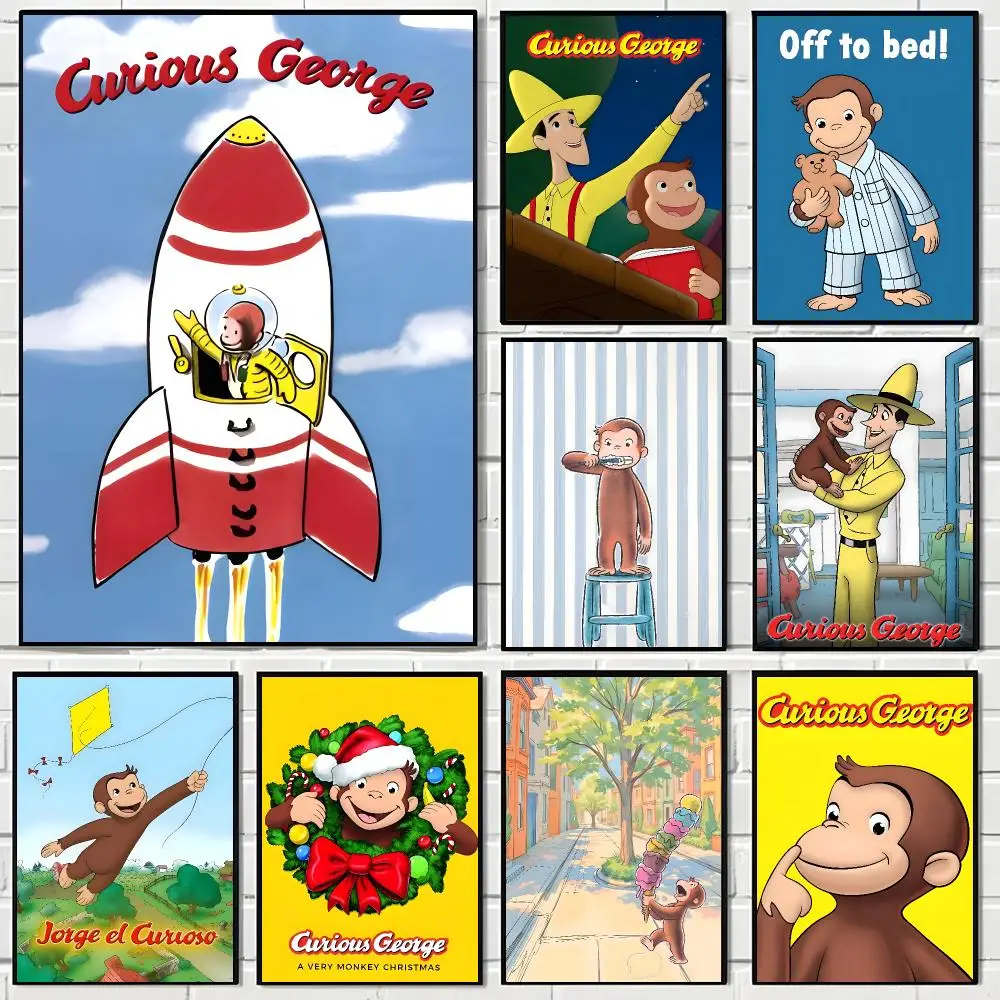MONKEY CARTOON C-Curious GeorgeS Poster Aesthetic Wall Art Canvas Poster Room Decoration Items Bedroom Decor