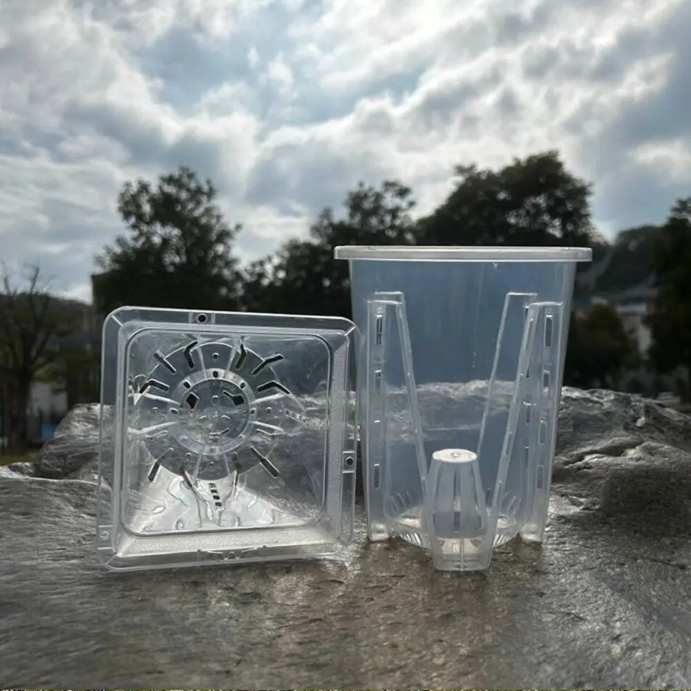 Clear Transparent Flower Pot Round Square Plastic Plant Pot with Holes Cattleya Planting Orchid Pot Phalaenopsis Orchid Potted