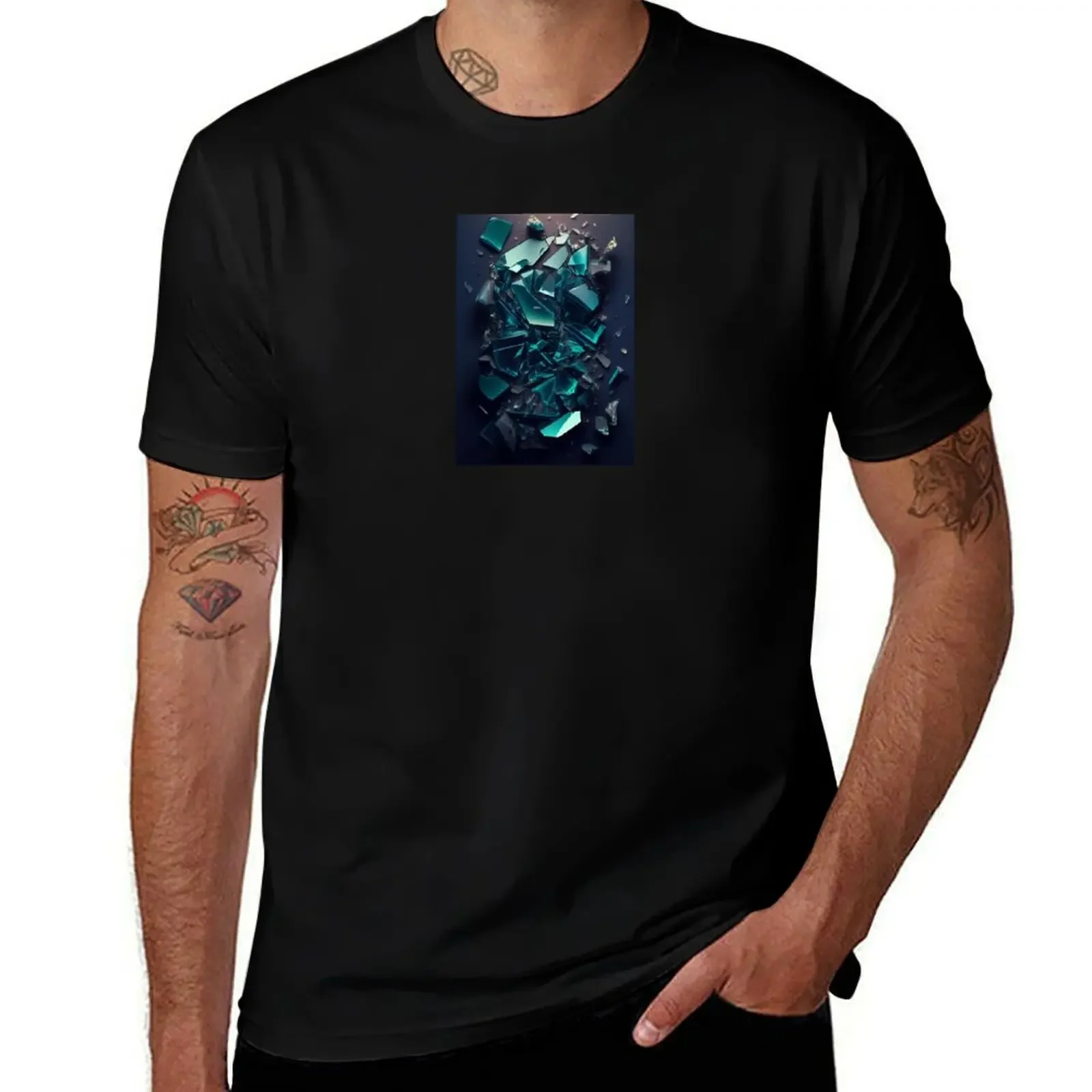 Shattered Reality: Broken Glass Art T-Shirt Luxury man rapper graphic tees oversized graphic tee t shirts for men cotton