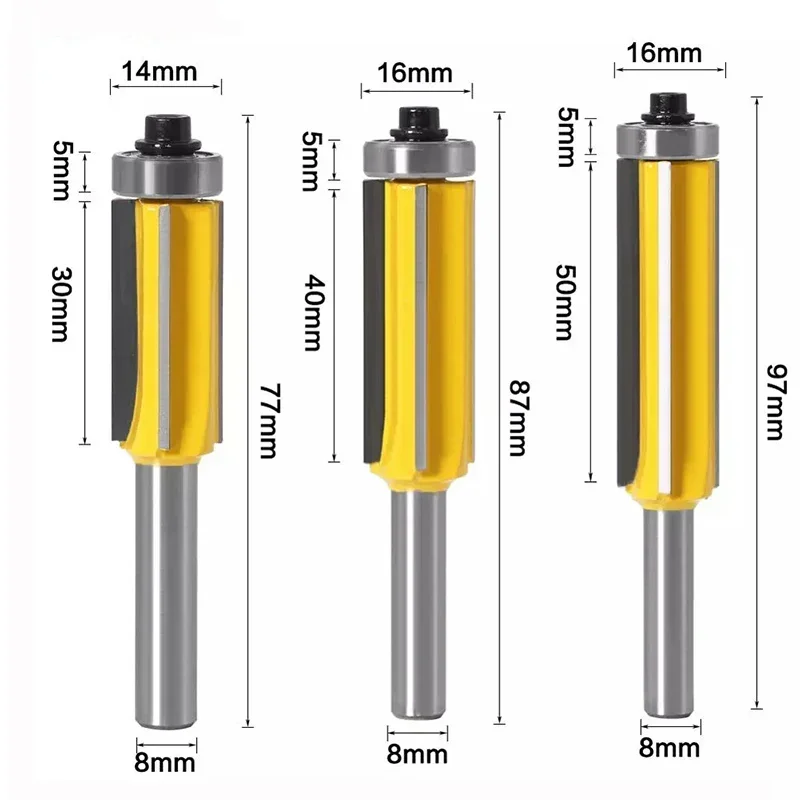 1 st 8mm Flush Trim bit Z4 Patroon Router Bit Top & Bottom Lager Bits Frees Voor Hout houtbewerking Snijders C08-023