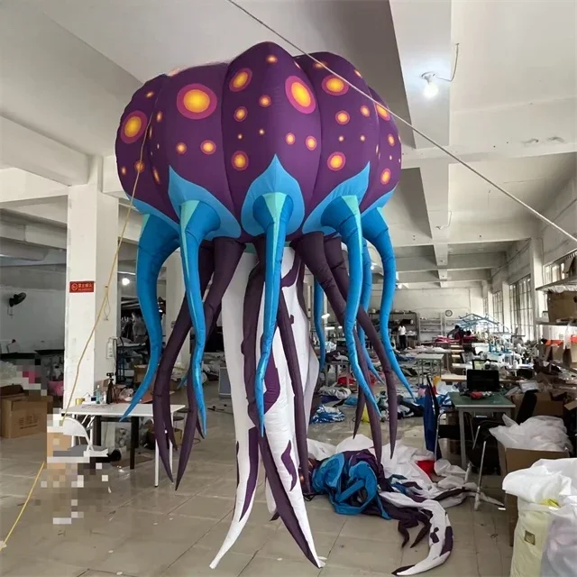 Newly designed purple inflatable jellyfish, hanging movable LED  jellyfish for decoration