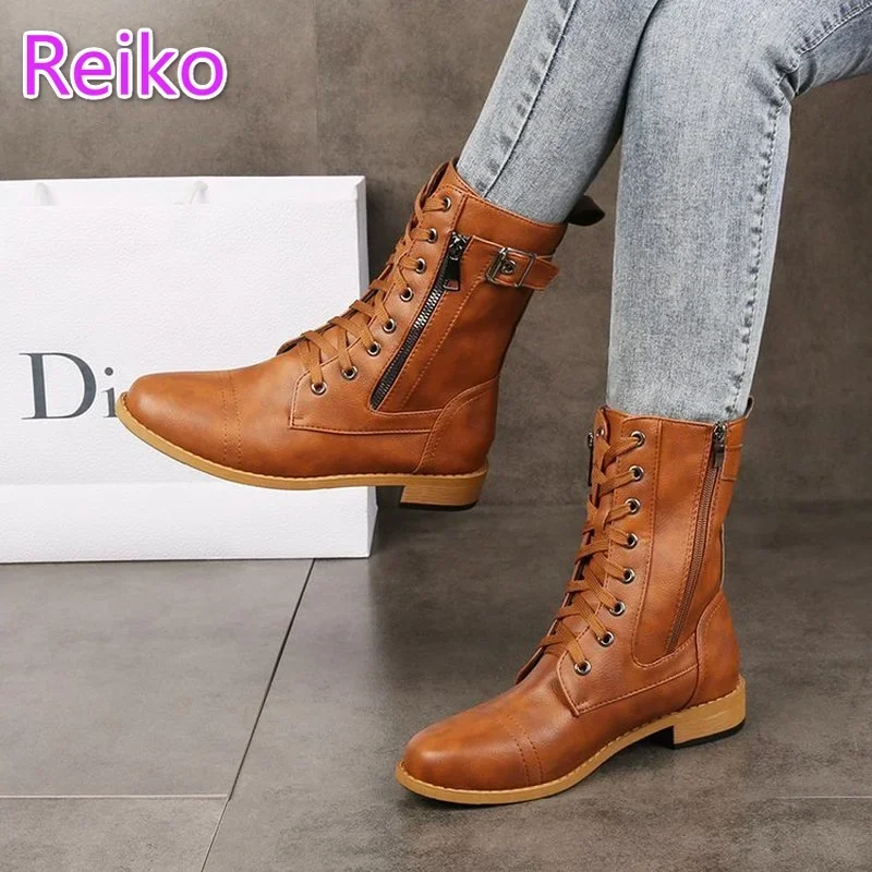 Retro  Boots Women 2021 Autumn and Winter New Tooling  Large Size Foreign Trade Short Boots Thick Heel Knight Boots